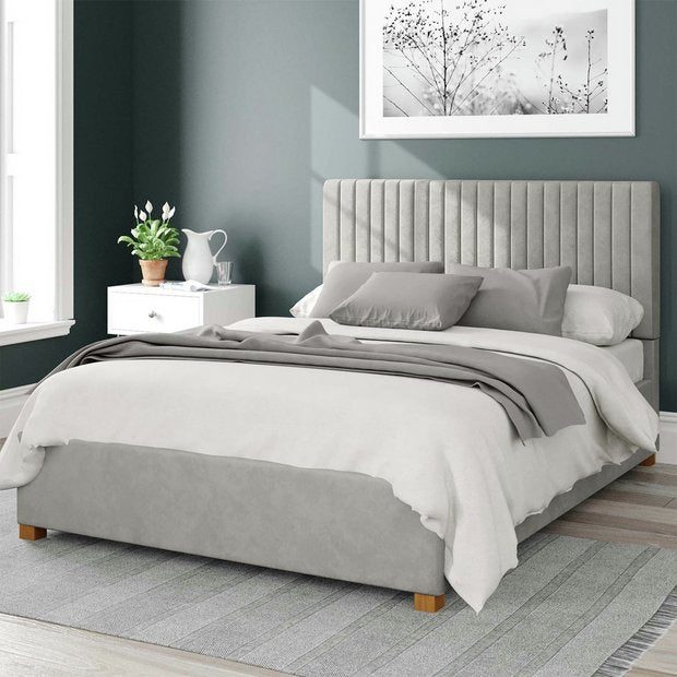 Aspire double ottoman bedframe light silver - British product