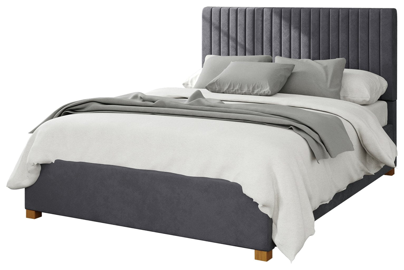 Aspire Grant Velvet Double Ottoman Bedframe in Steel - British product