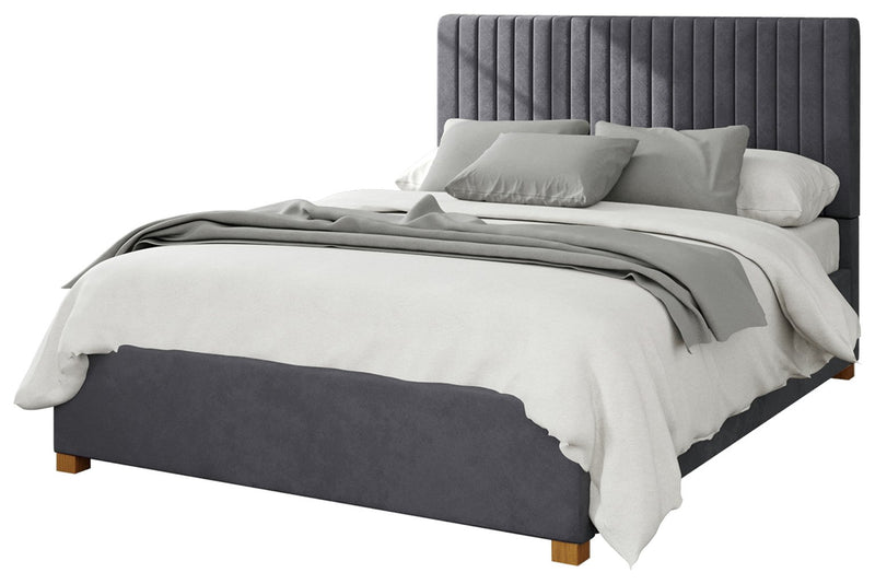 Aspire Grant Velvet Double Ottoman Bedframe in Steel - British product