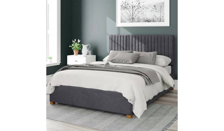 Aspire Grant Velvet Ottoman bedframe Steel Superking - British product