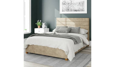 Aspire Kelly Linen Double Ottoman Storage Bedframe in Beige