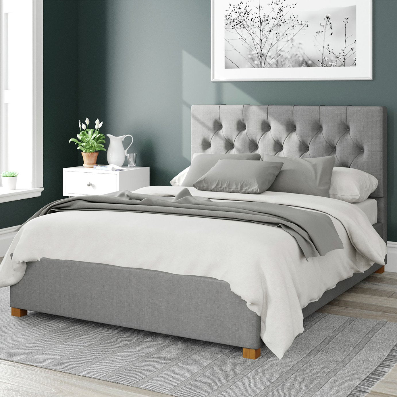 Aspire Superking Ottoman Bed Frame in Grey Linen - British product