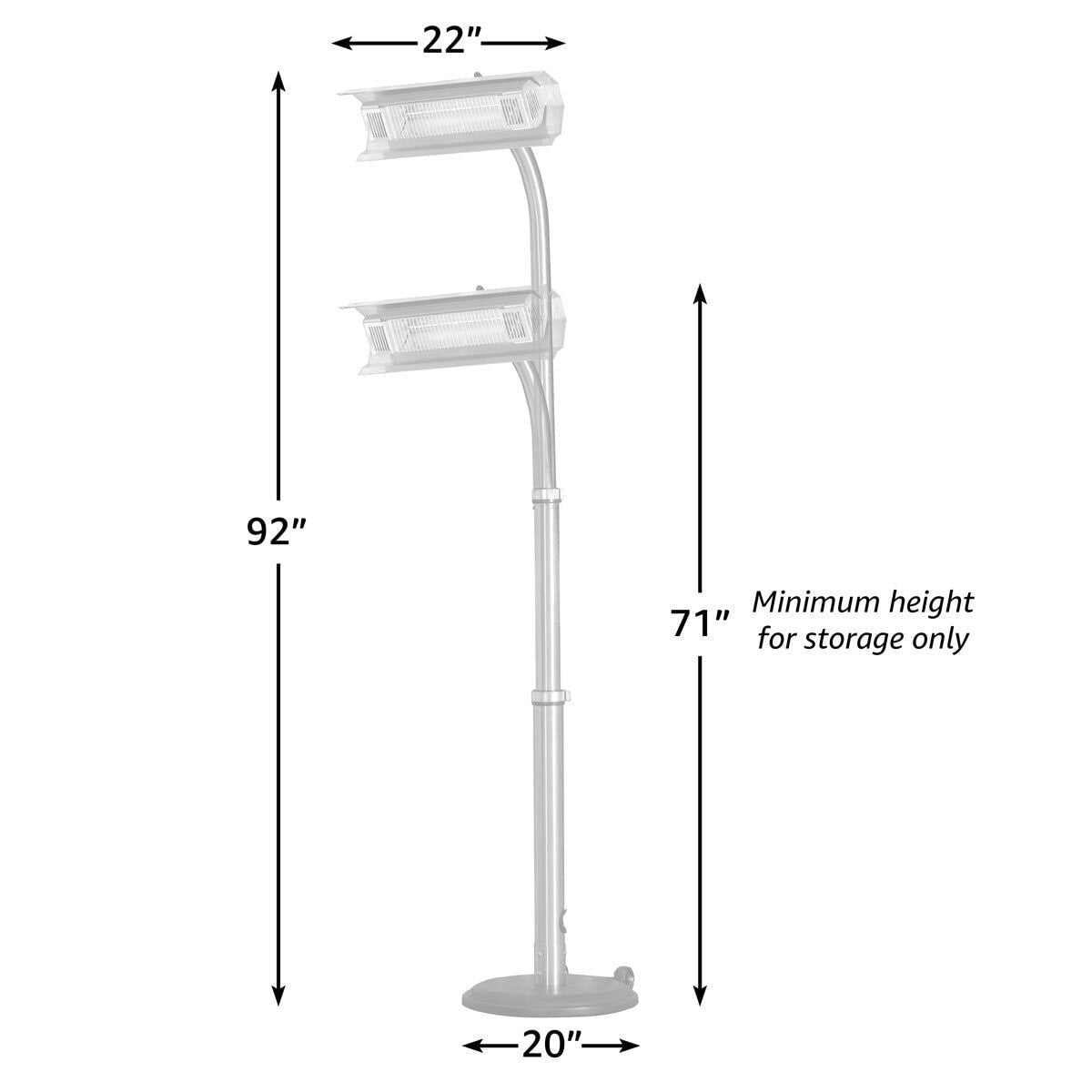 FireSense Stainless Steel 2.3m (93") Telescoping Offset Pole Mounted Infrared Patio Heater GOODS Costco UK