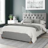 Aspire Olivier Linen Kingsize Ottoman Bedframe in Grey - British product