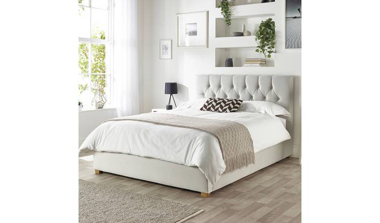 CL Boutique Velvet Double Ottoman Bedframe Light Silver - British product