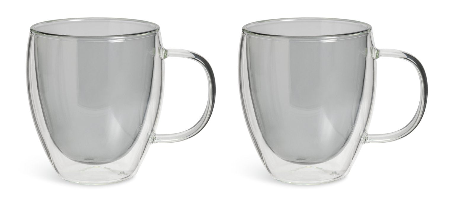 Habitat grey double walled coffee cups set of 2 270ml, UK version