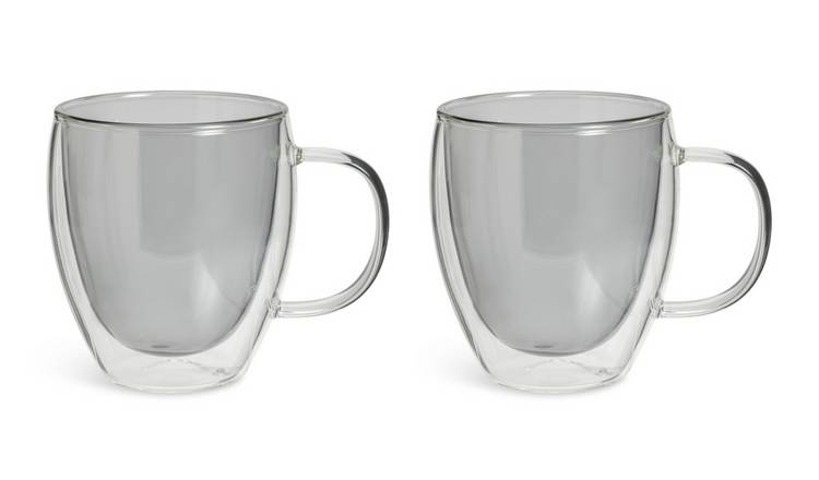 Habitat grey double walled coffee cups set of 2 270ml, UK version