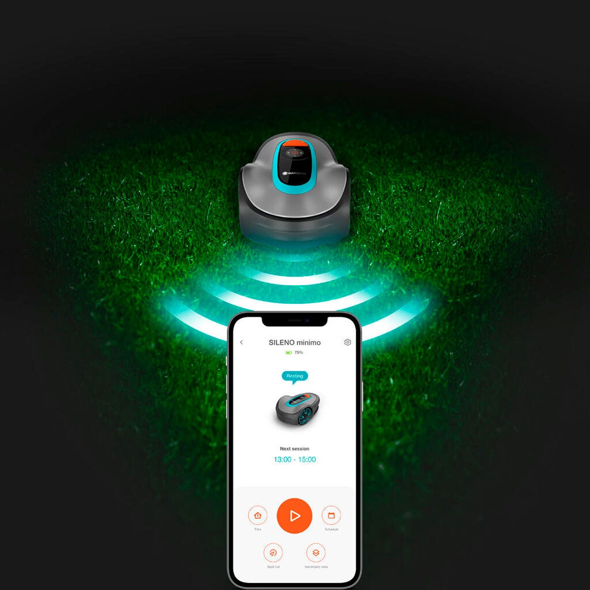 Gardena Sileno Minimo robotic lawn mower 250m², imported from the UK