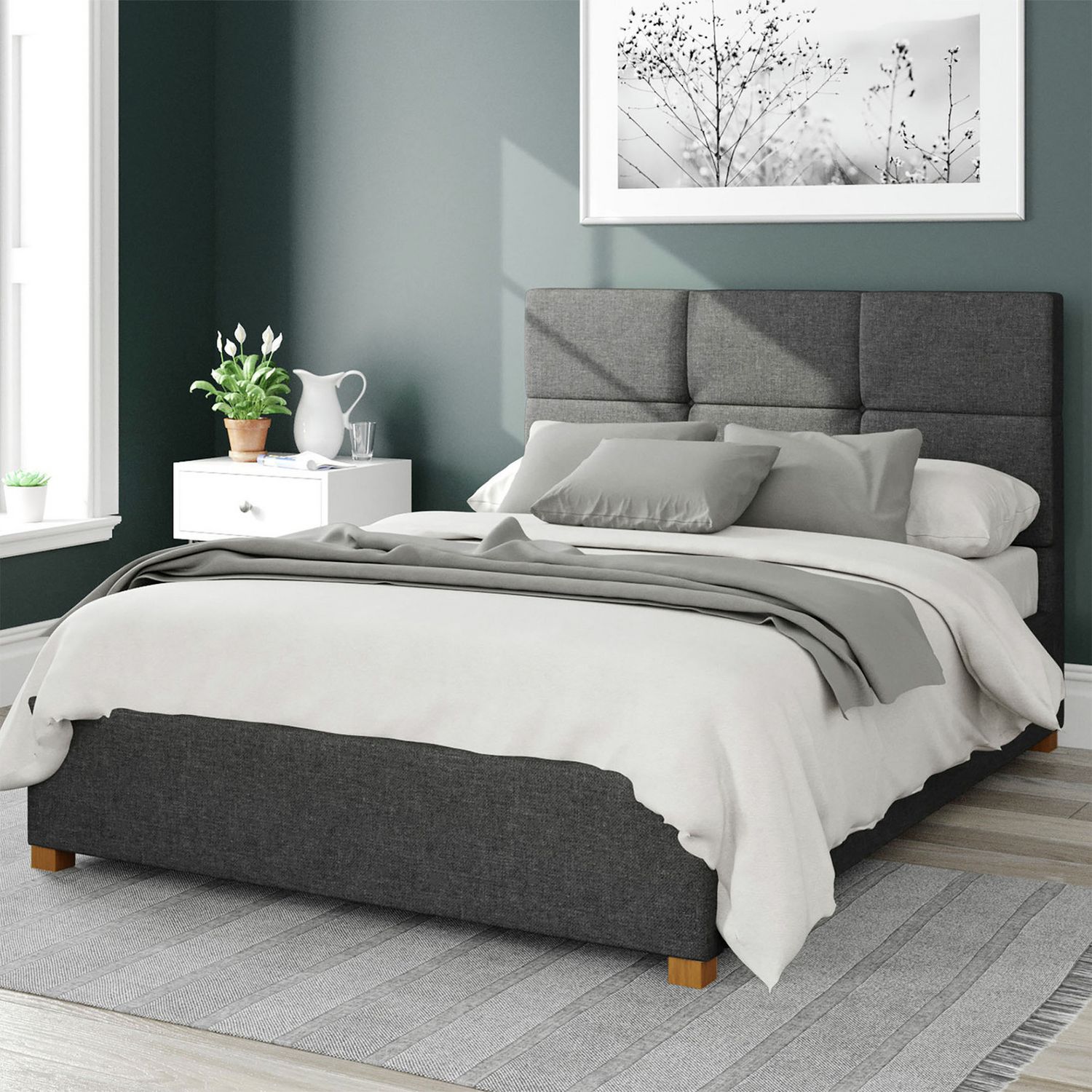 Aspire charcoal double ottoman bedframe - British product