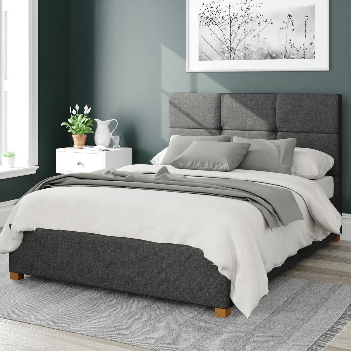 Aspire charcoal double ottoman bedframe - British product