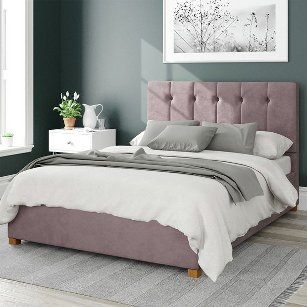 Aspire Hepburn Velvet Superking Ottoman Bedframe Blush - British product