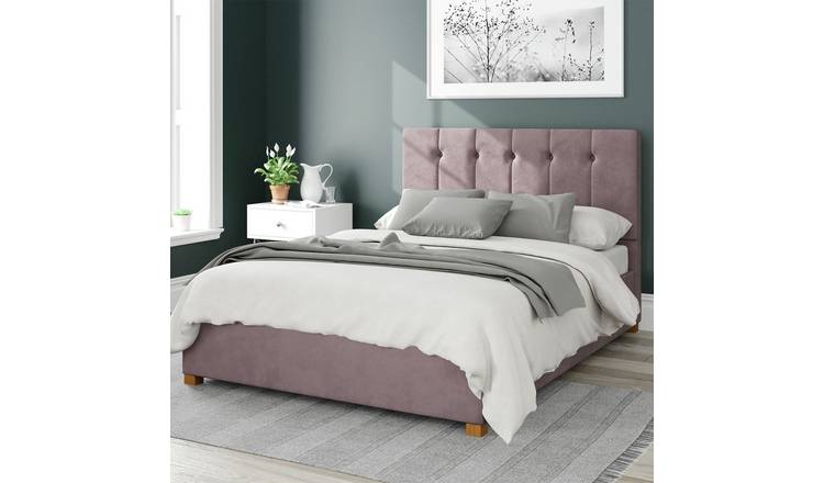 Aspire Hepburn Velvet Superking Ottoman Bedframe Blush - British product