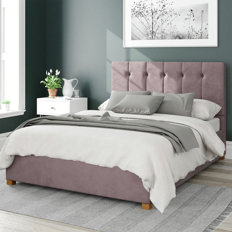 Aspire Hepburn Velvet Superking Ottoman Bedframe Blush - British product
