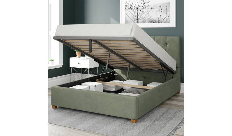 Aspire Hepburn Velvet Kingsize Ottoman Bedframe in Duck Egg - British product