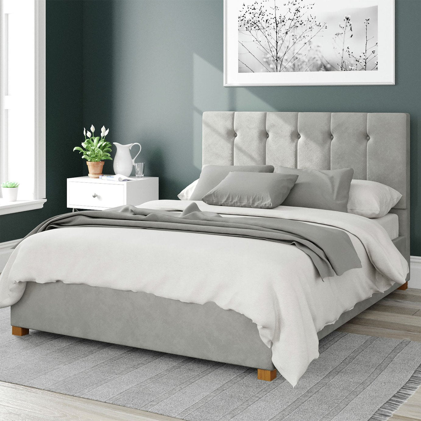 Aspire Double Ottoman Bedframe in Light Silver - British product