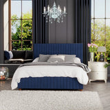 LLB Estella Velvet Small Double Ottoman Bedframe in Navy, UK version