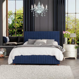LLB Estella Velvet Small Double Ottoman Bedframe in Navy, UK version