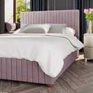 LLB Estella velvet superking ottoman bedframe in blush, UK version