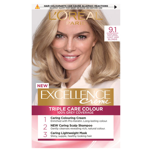 L'Oreal Paris Excellence Permanent Hair Dye Natural Light Ash Blonde 9.1 Beauty at home Sainsburys   
