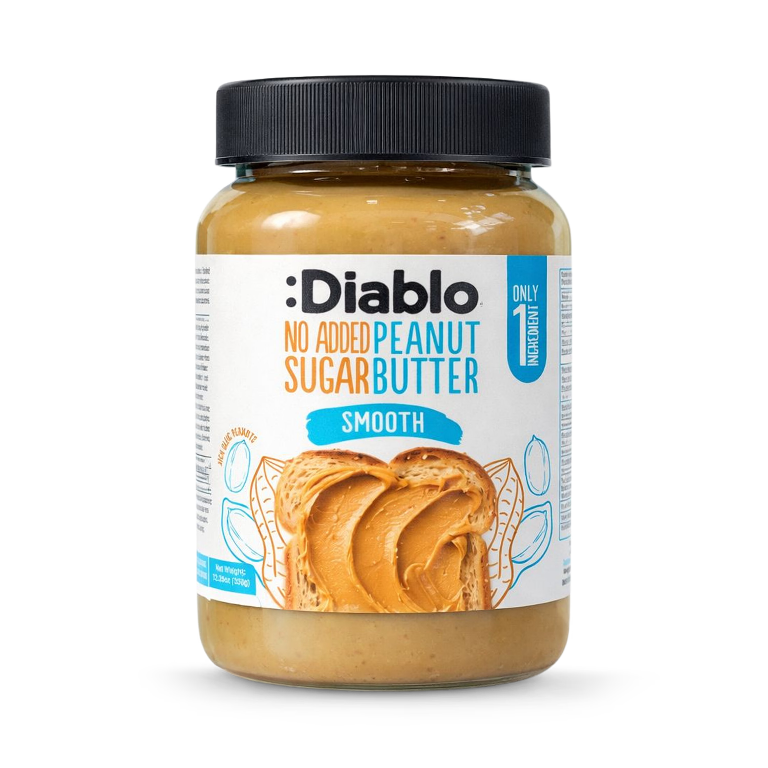 Diablo smooth peanut butter 350g, imported from the UK