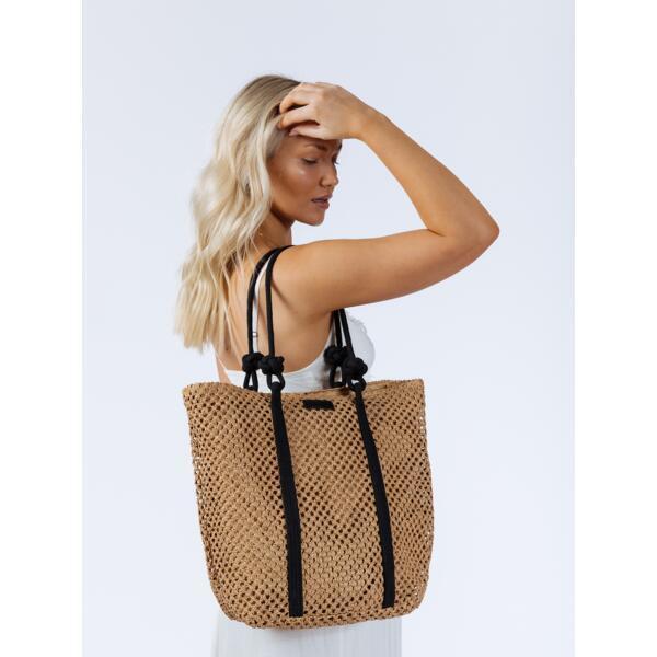 SVNX large beach tote bag beige with knot detail (British brand)