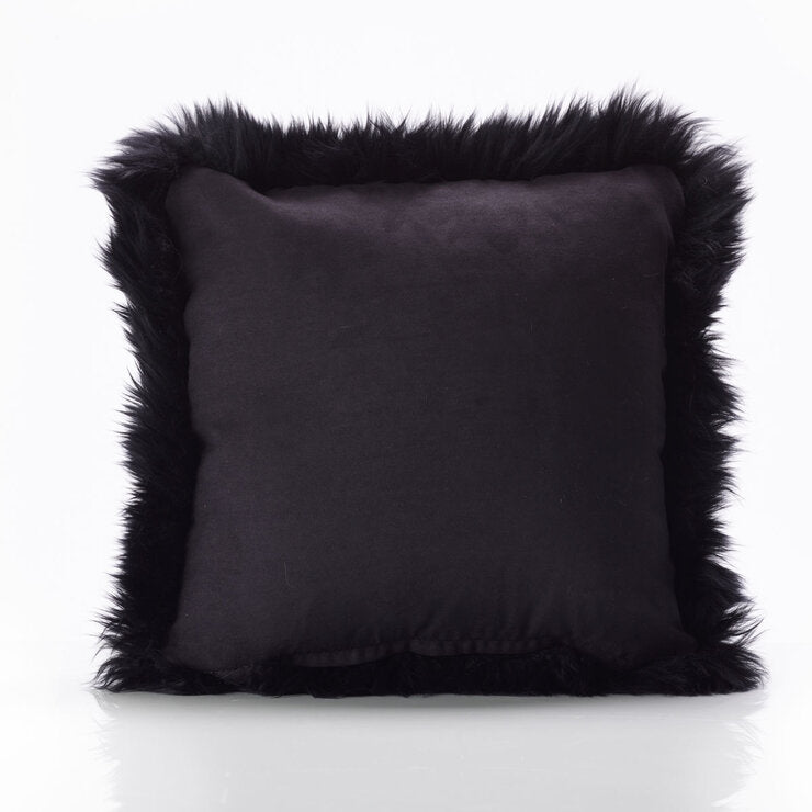 Coussin Bowron noir en peau de mouton 35x35cm, version UK