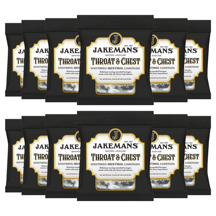 Jakemans Throat & Chest Lozenges Menthol 12 x 73g, UK version