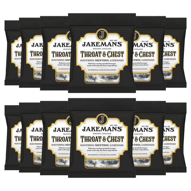 Jakemans Throat & Chest Lozenges Menthol 12 x 73g, UK version