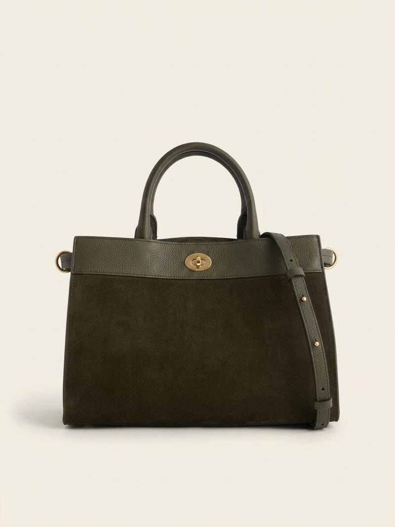 Burberry Cotswolds suede tote bag with leather trim - British product