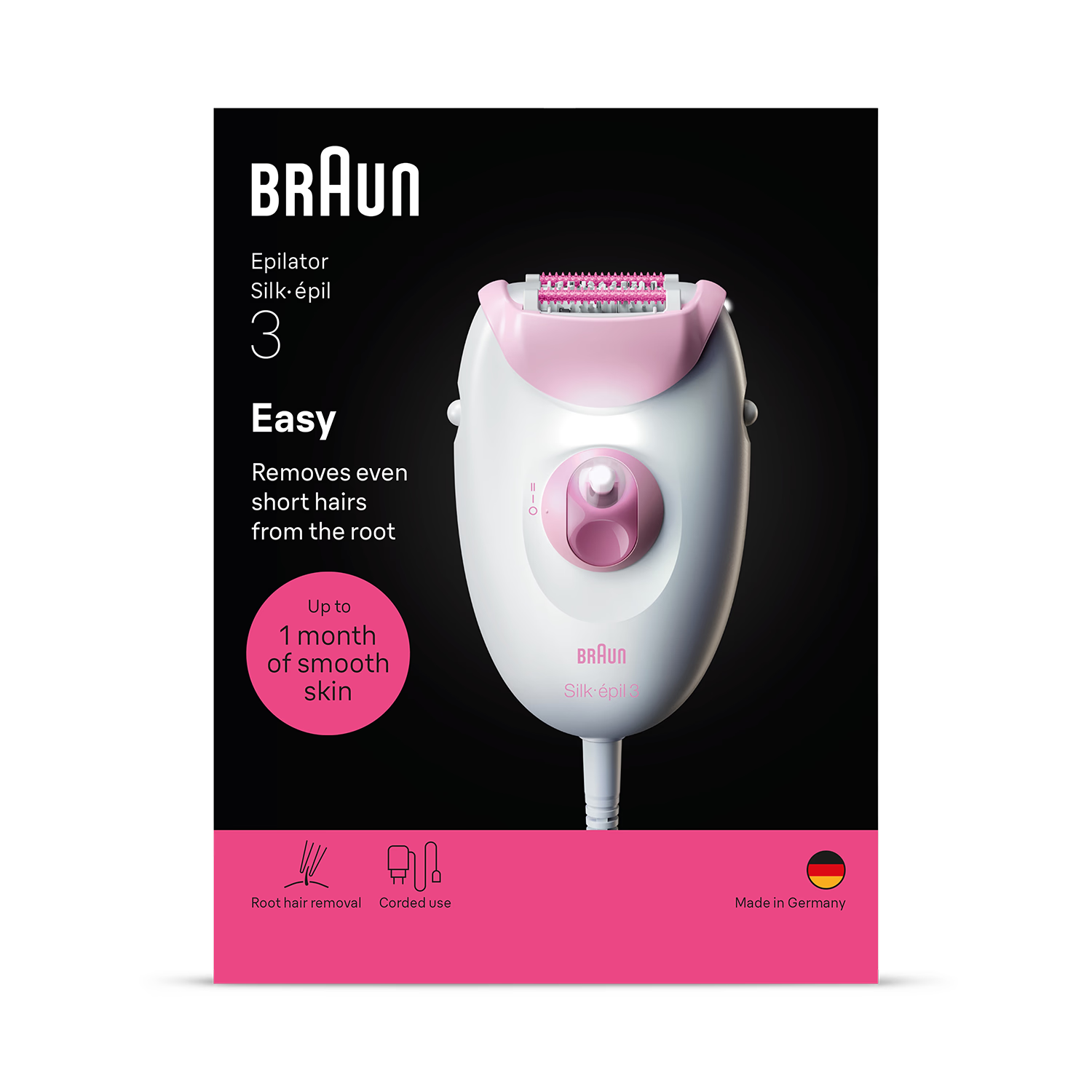 Braun Silk·épil 3 corded epilator pink, UK version