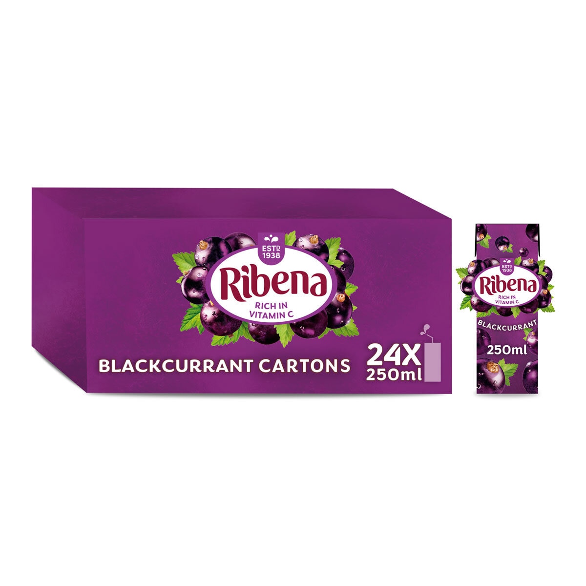 Ribena solbærjuicedrik 24 x 250 ml, importeret fra Storbritannien