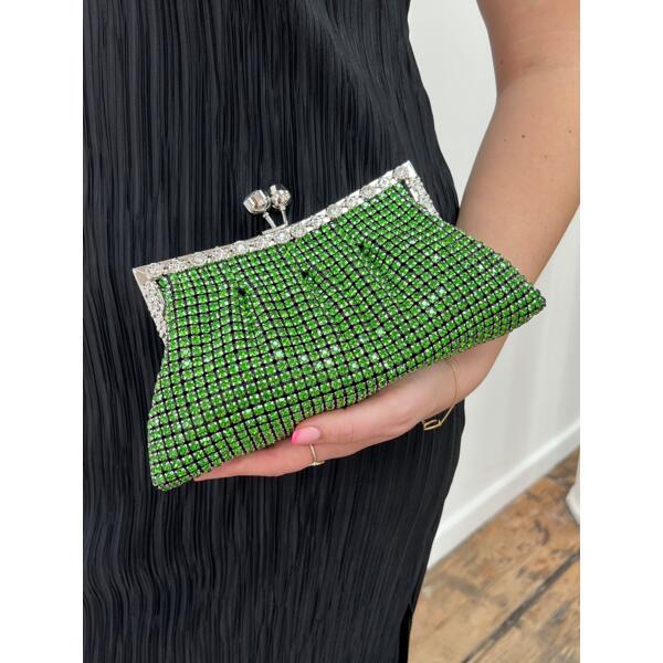 SVNX green crystal clutch bag 24x12x3cm, UK version