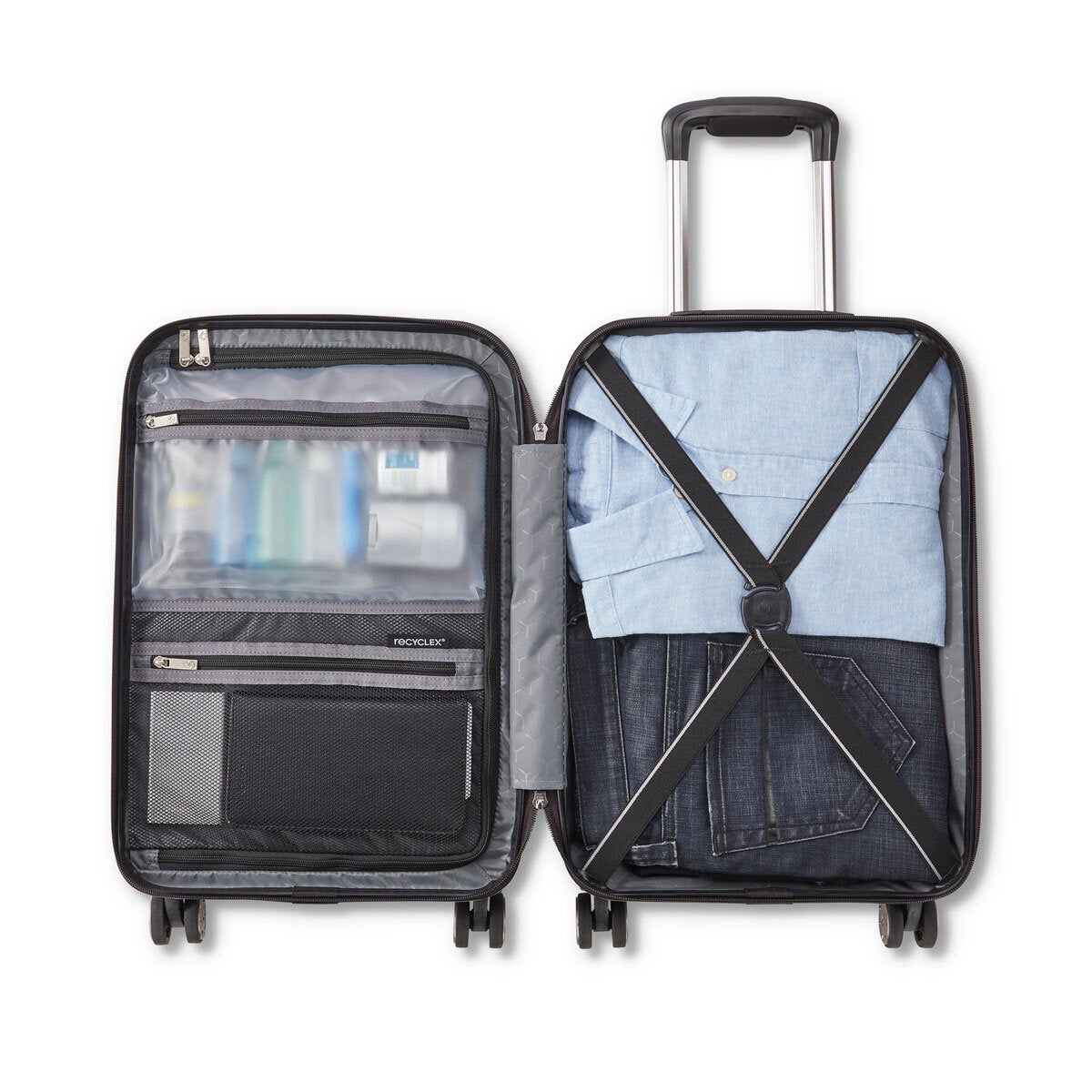 Samsonite Amplitude Large Hardside Suitcase in Silver and Navy (British brand)