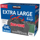 Kirkland Signature 124 Litre Flex-Tech Bin Bags 90 Pack