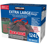 Kirkland Signature 124 Litre Flex-Tech Bin Bags 90 Pack