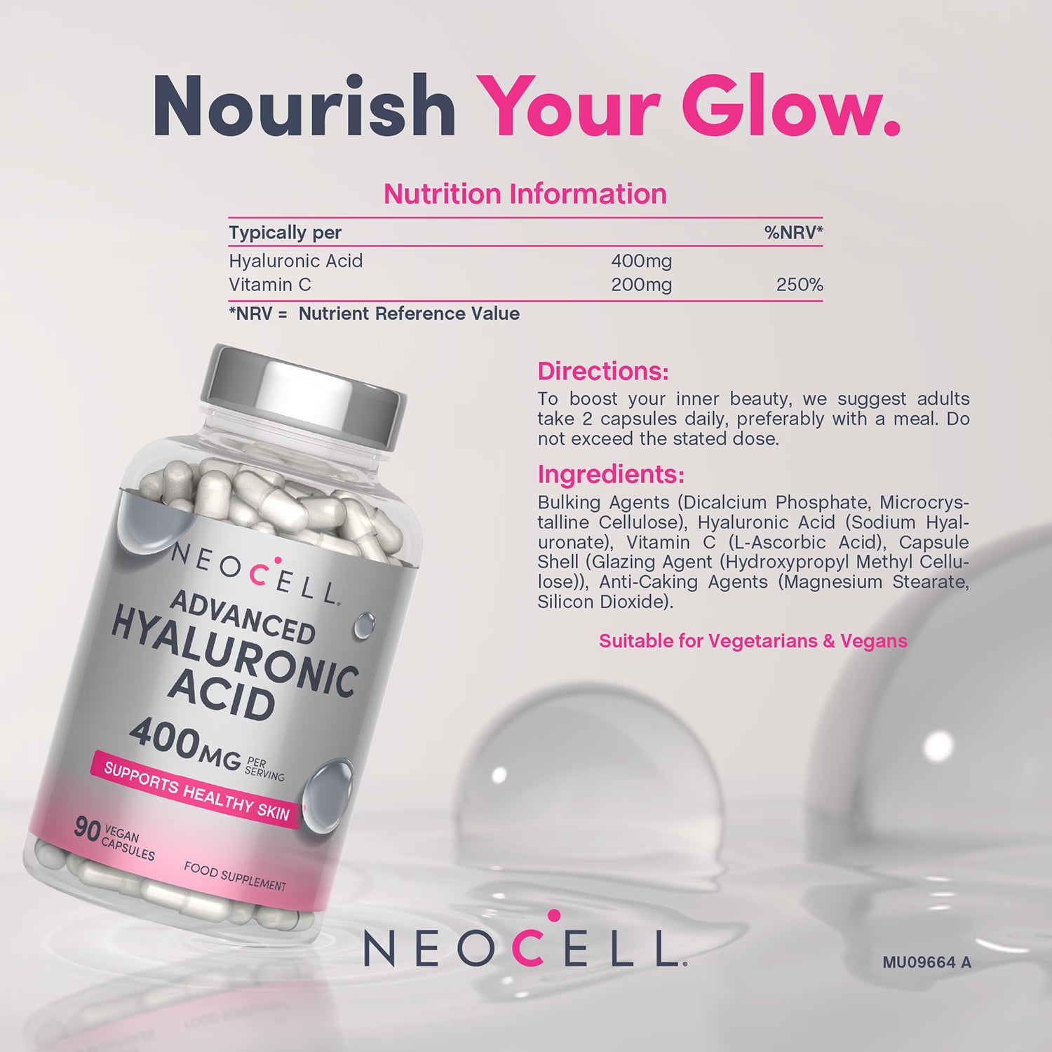 Neocell hyaluronic acid supplement 400mg 90 capsules, UK version