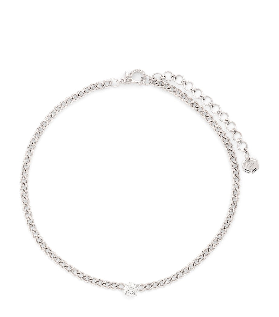 SHAY white gold diamond baby link choker necklace - British product