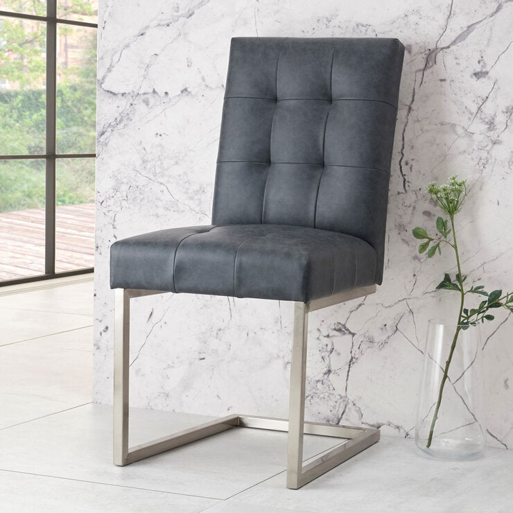 Bentley Designs dining chair mottled black faux leather, imported from the UK