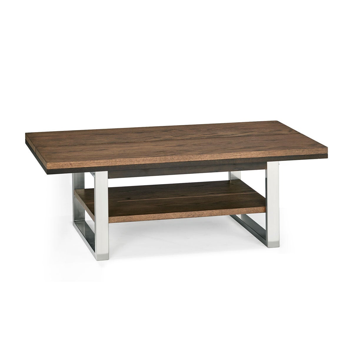 Bentley Designs Tivoli dark oak coffee table brushed nickel frame, UK version