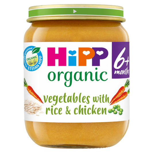 HiPP Organic Vegetables with Rice & Chicken Baby Food Jar 6+ Months 125g GOODS Sainsburys   