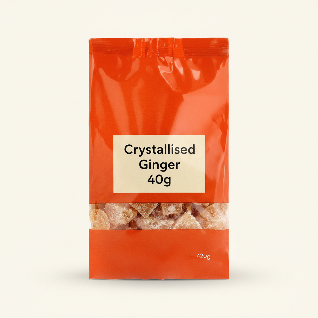 Holland Barrett crystallised ginger cubes 420g, UK version