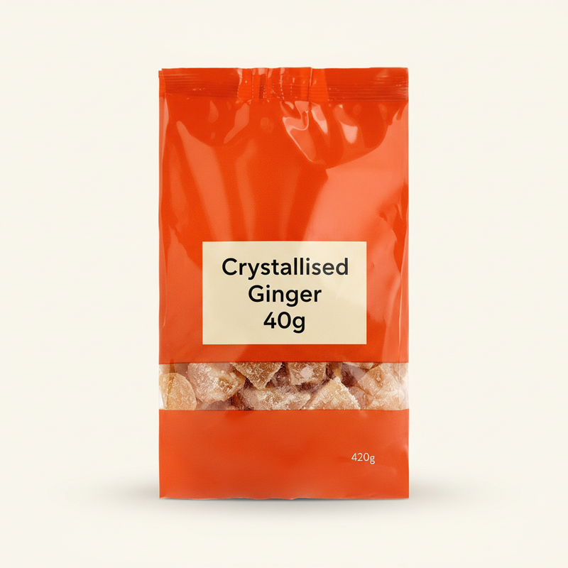 Holland Barrett crystallised ginger cubes 420g, UK version
