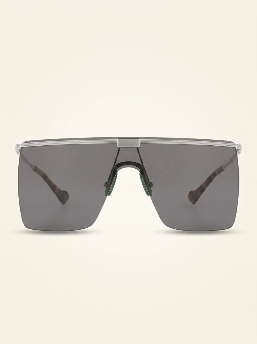 Gucci square-frame sunglasses silver grey 90mm, imported from the UK