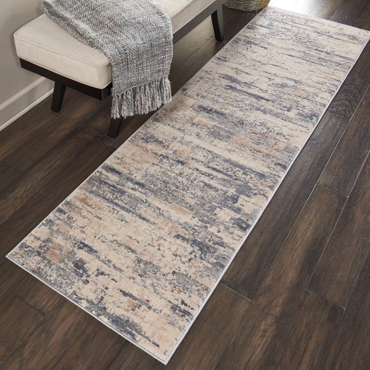 Rustic Textures Rustic Beige & Grey Runner, 66 x 236 cm GOODS Costco UK