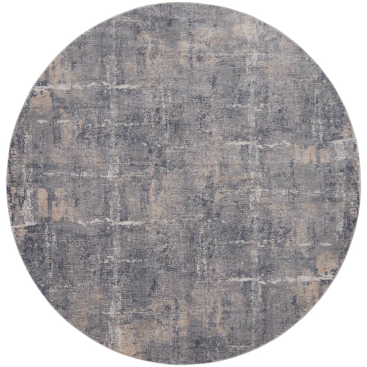 Rustic Textures Faded Blue Circle Rug, 160 cm GOODS Costco UK