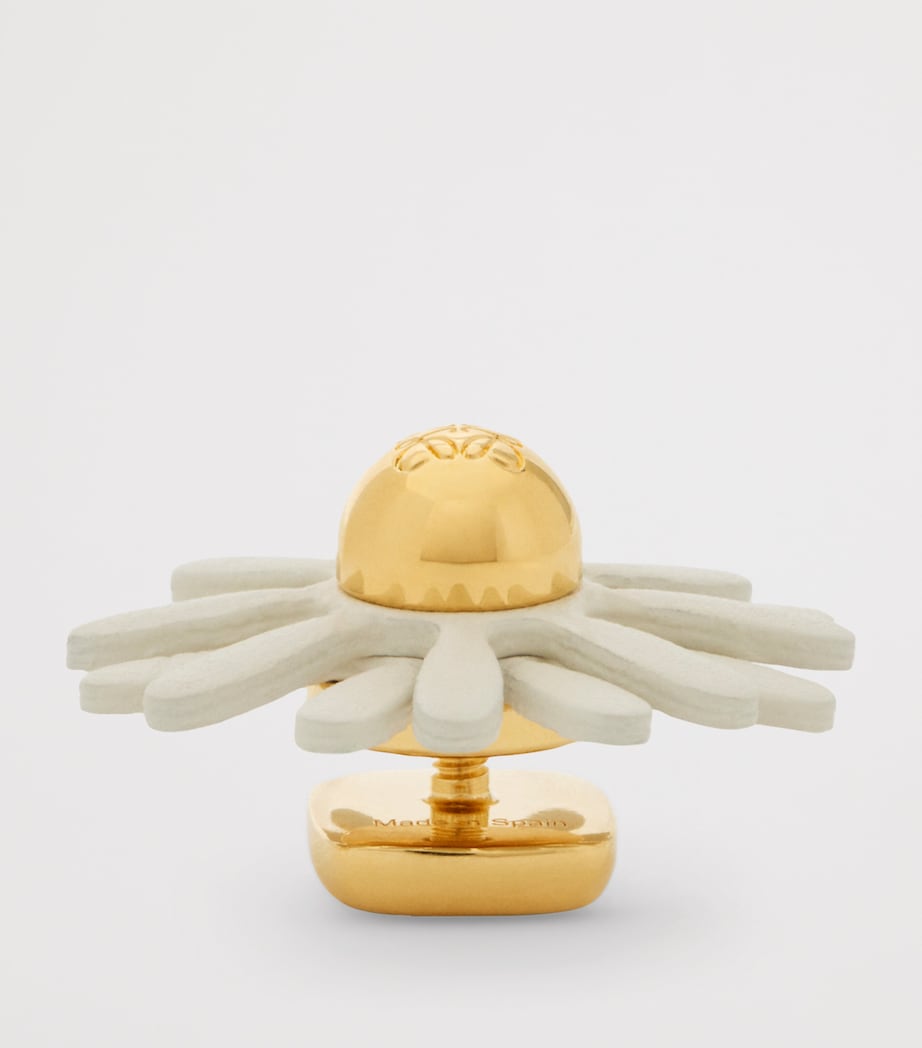 LOEWE leather-trim flower pin H1cm W2.5cm, imported from the UK