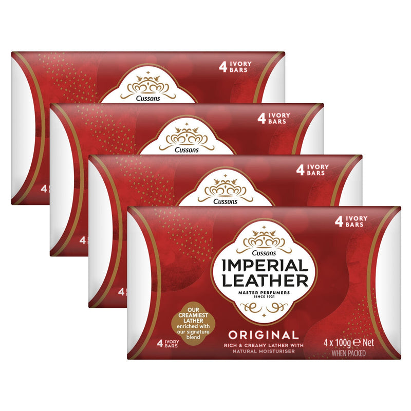 Imperial Leather Soap Bar Ivory Scent Pack of 4, imported from the UK