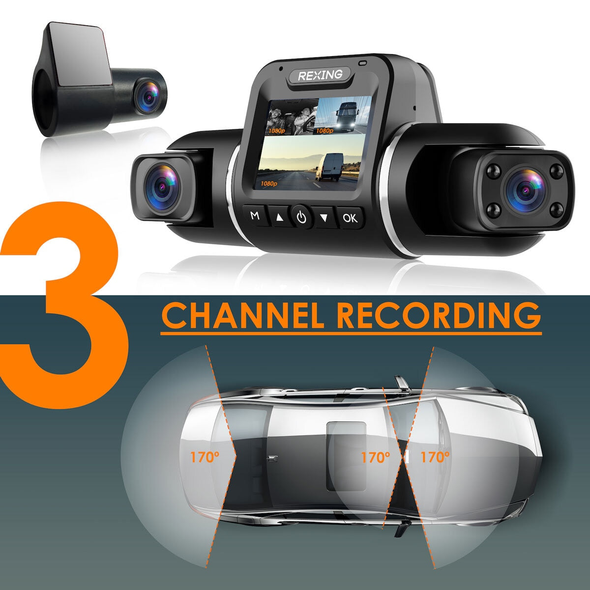 Rexing V2 Pro AI Dash Cam with 3 Channel Recording Front/Cabin/Rear GOODS Costco UK