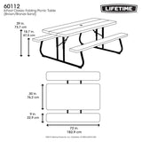 Lifetime 6ft (1.82m) Classic Folding Picnic Table - Pack Of 10 - Model 860112 GOODS Costco UK