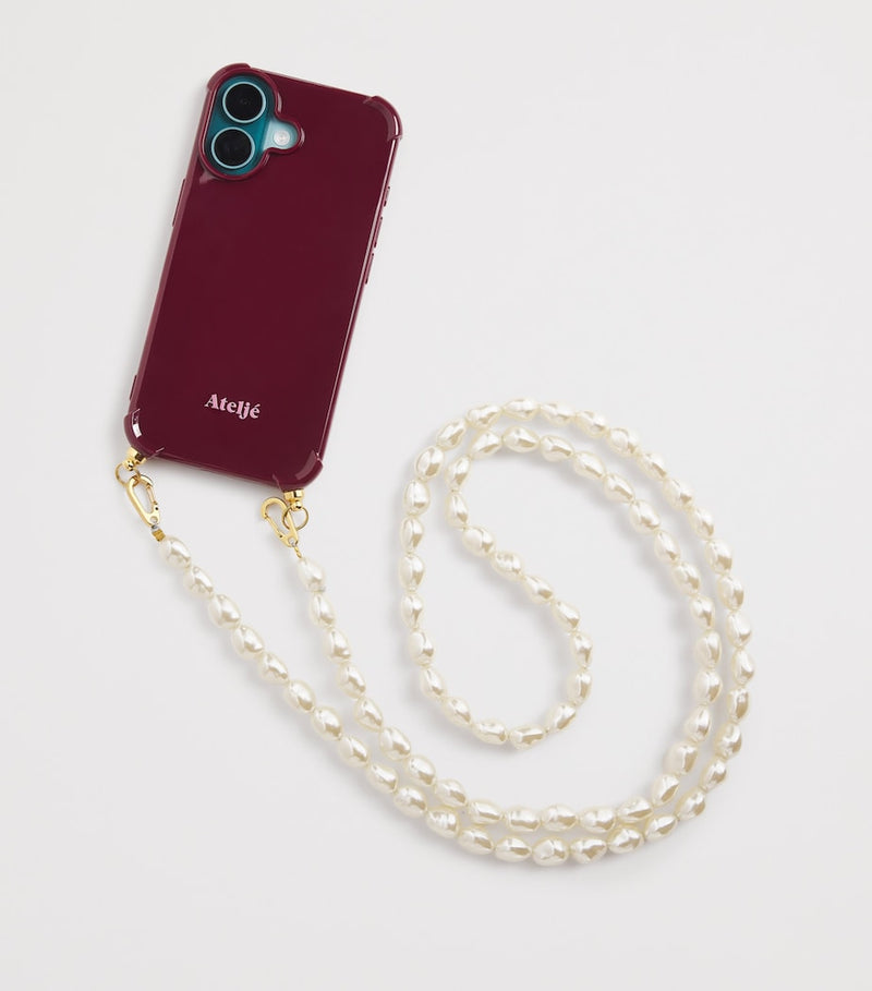 Ateljé faux pearl phone sling cord, 114cm long - British product